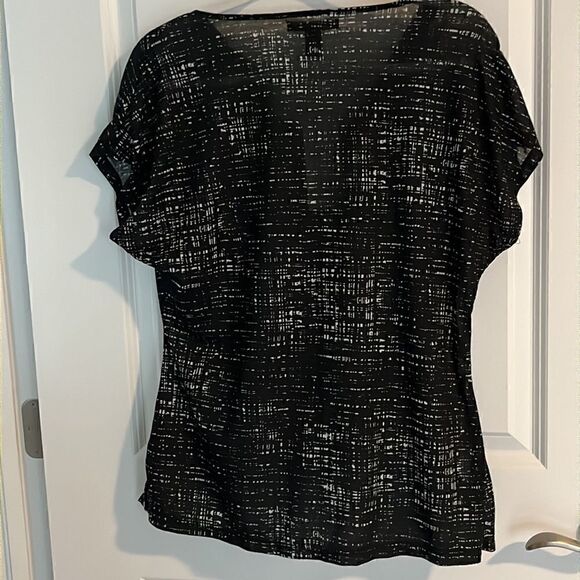 Kenneth Cole Brushed Window Pane Drape Neck Blouse - Picture 4 of 6